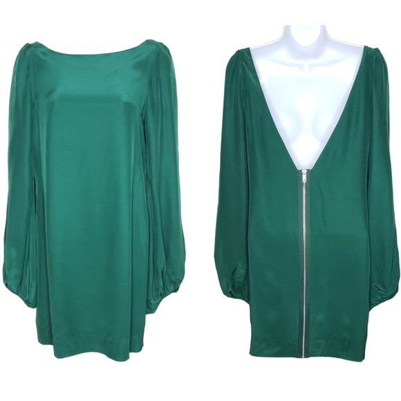Elizabeth and James Dresses & Skirts - Elizabeth & James Women's High Neck Open Back Silk Blend Dress Sz 6, Green (1201
